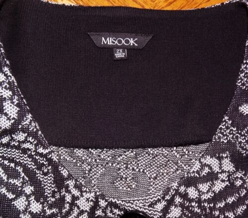 Misook grau & schwarz Blumen Spitze Print 1-Knopf weich Strick Cardigan Jacke 2X NEU - Bild 5 von 6