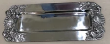 Holland Boone Tray 20" X 8" Heavy Polished Pewter Embossed Seashell Handles