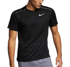 Nike Men's Dri-FIT Miler Short Sleeve Running Top - Size: L - AJ7565 010 - Black