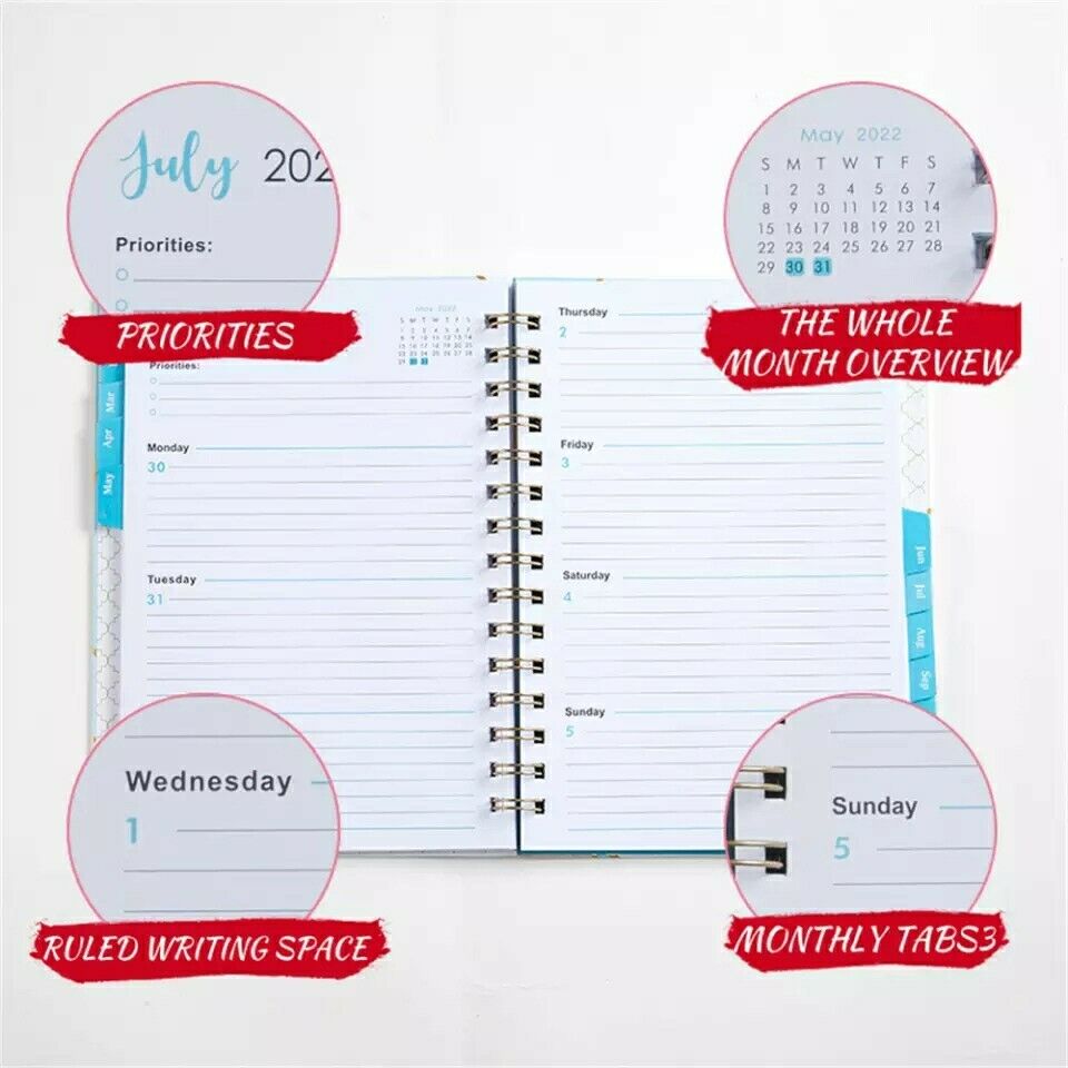 2022 Agenda Rings, Page Size A5, Hardcover, Planner
