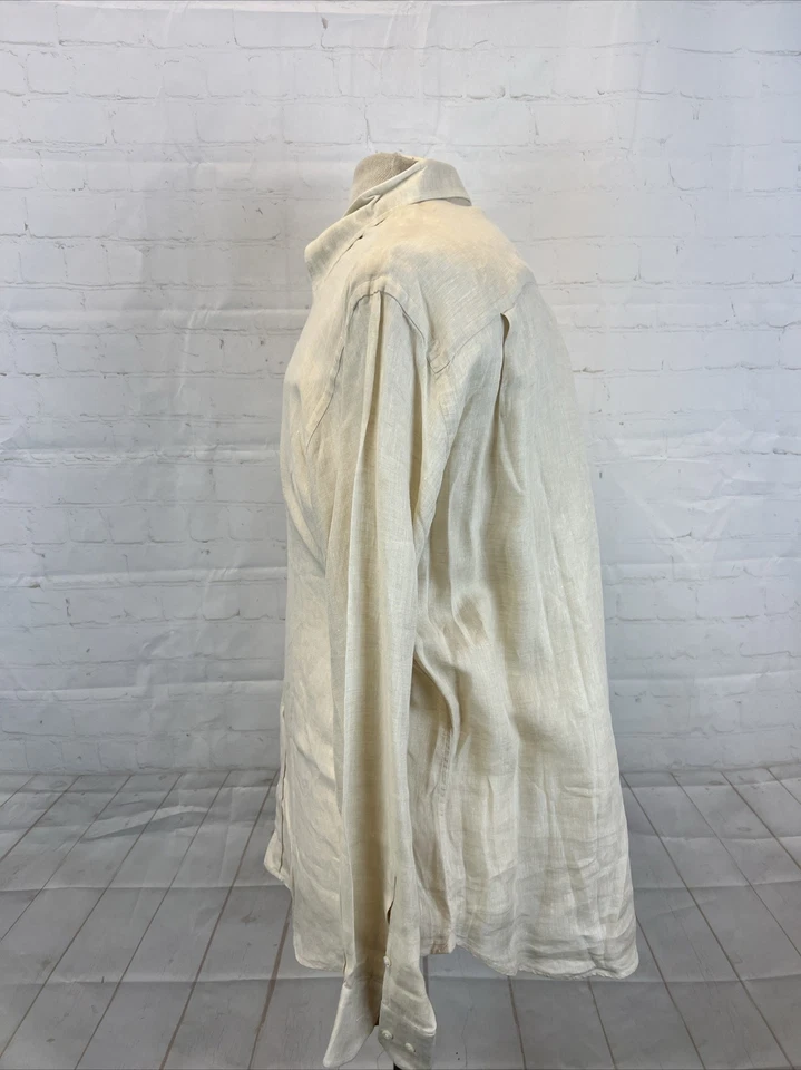 Camisa de vestir PRIMAVERA/VERANO Berreta beige lino liso para hombre 17 - 36/37 $195 Foto 4 de 4