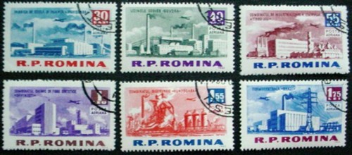 ROMANIA 1963 : BUILDINGS: SET OF 6 MNH CTO STAMPS