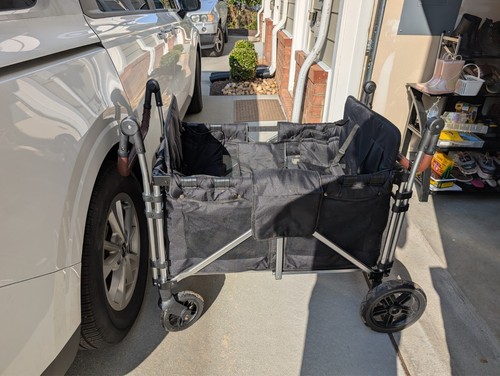 Stroller Wagon for 4 Kids, Wanan 4 Seater Stroller Wagon W/ Double Push Bar, 5-P - Picture 5 of 9