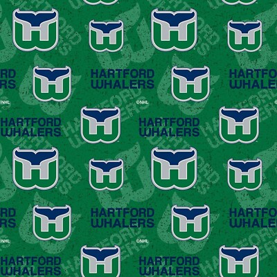 BTY NHL Hockey Hartford Whalers Green Tone on Tone Cotton Fabric BY The YARD