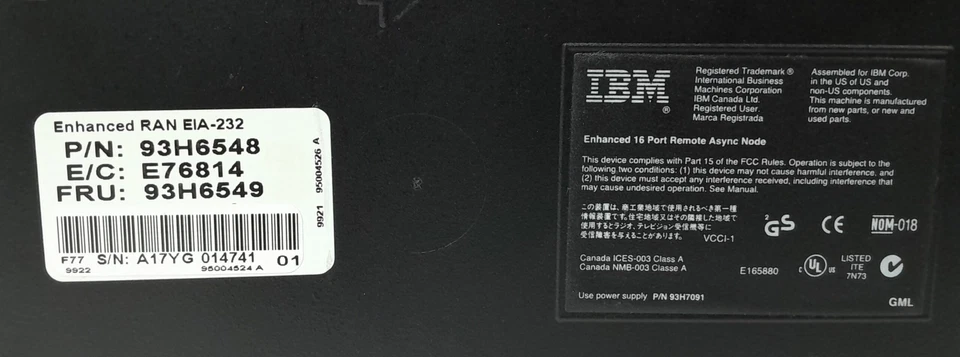 IBM RAN 16 Port Remote Async Node 93H6548 (EIA-232) - Image 3 of 4