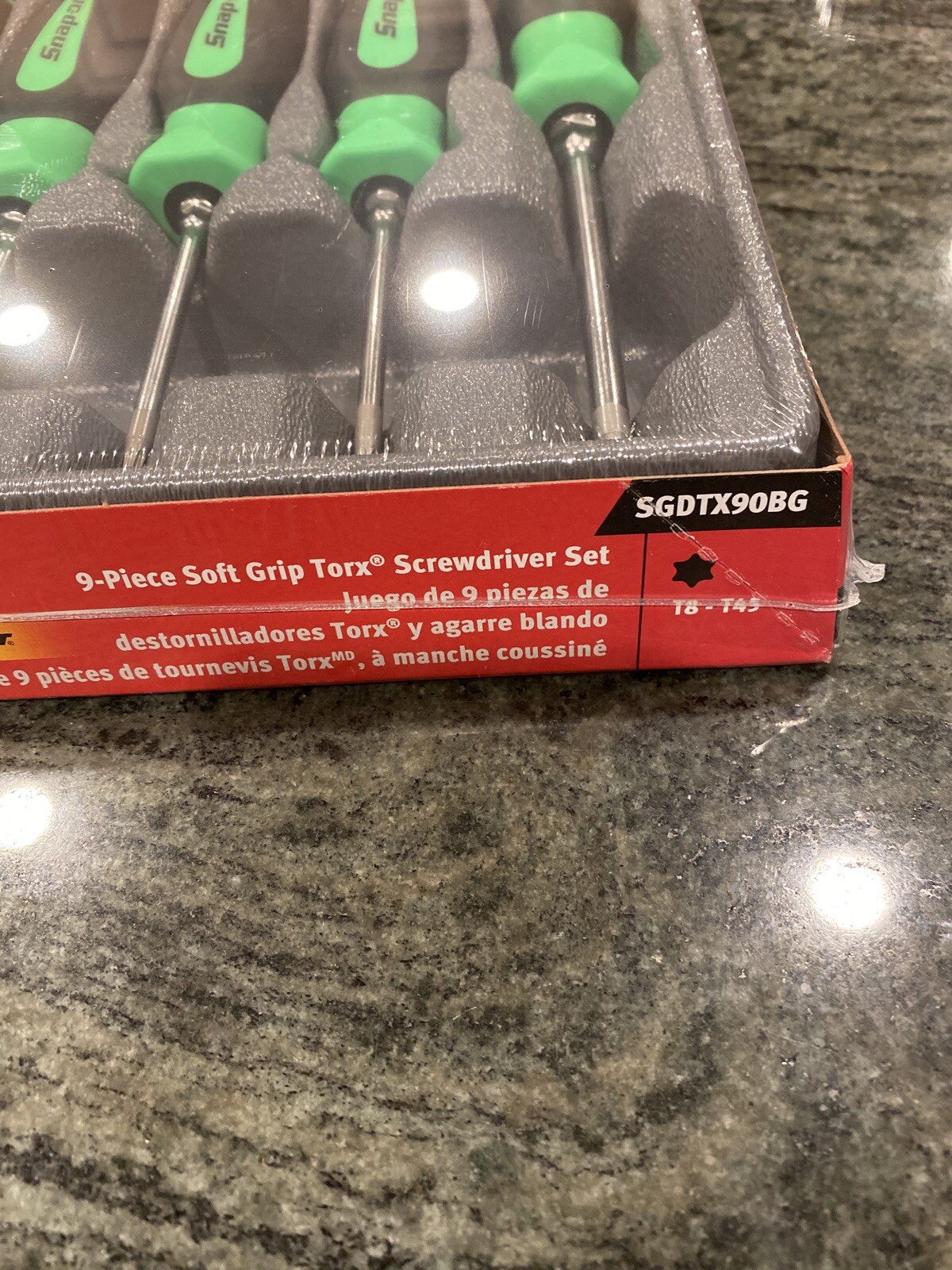 Snap-On sgdtx90bg 9 piece soft grip torx screwdriver set t8-t45 sealed ...