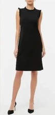 NWT J.Crew Sheath Dress Ruffled Cap Sleeve Knee Length Black Corporate Womens 6