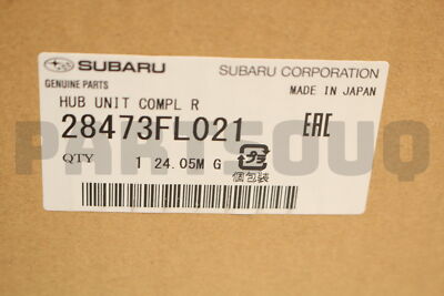 Genuine Subaru 28473-FL021 Rear Hub Unit Complete R | OE | Rear
