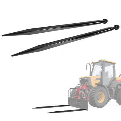 2PCS Black 49'' Square Hay Bale Spear Quick Attach Spike Fork For Tractor Loader
