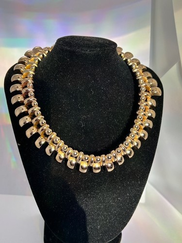 Vintage 50s Gold Tone Necklace Art Deco Style De Farre Costume Jewellery Retro - Picture 5 of 14