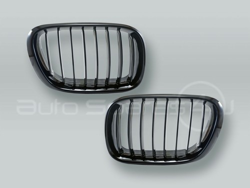 Passenger Side Black & Chrome Grille For 2000-2003 BMW X5 - Right Front, Vertical Billet Style