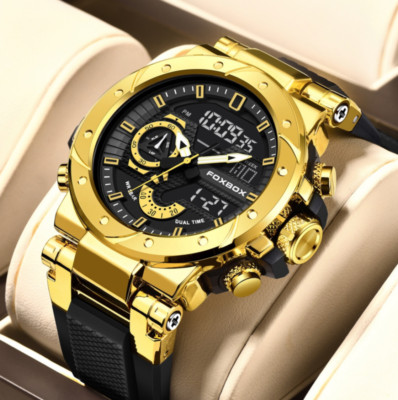 LIGE FOXBOX Men's Watch Alarm Analog Digital LED Waterproof Sport Boy Wristwatch