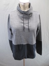 Columbia Size M Womens Gray Blk Soft Shell Cowl Neck Outdoor Logo Pull Over 621