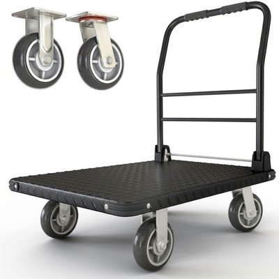 Heavy Duty Folding Hand Truck Dolly Cart, 2100 lbs Steel Trolley, 36''x24''
