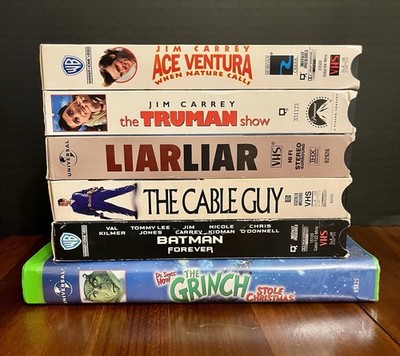 Jim Carrey VHS Lot (6) Ace Ventura Liar Liar Cable Guy Truman Batman Grinch