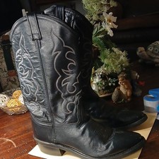 OLD WEST TBM3010 Men's Western Equestrian Boots Black Leather Size 10