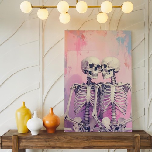 Arte de pared romance esqueleto poético lienzo abrazo eterno - Imagen 2 de 8