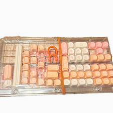 Pink/White/Peach English QWERTY Keycap Set for Mechanical Keyboard