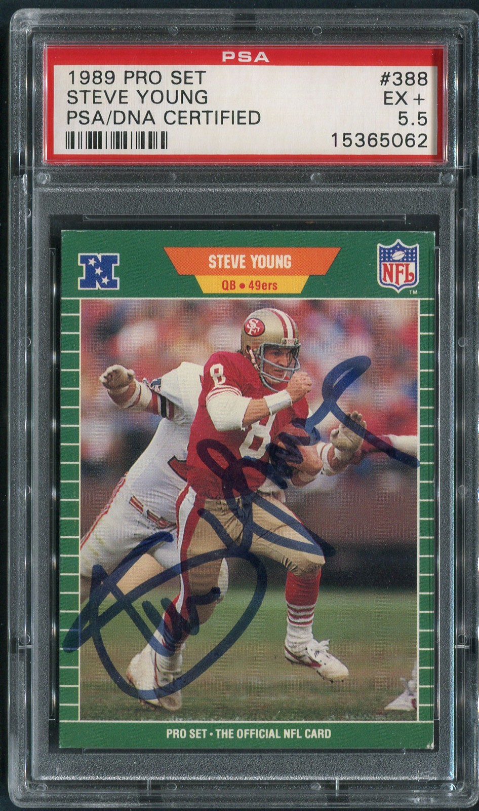 1989 Pro Set Steve Young #388 Signed Autograph Auto 49ers PSA/DNA 5.5