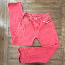 Levis 501 Vintage Faded Red Straight Leg Button Fly Jeans W34 L34 Mens 33x33