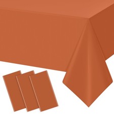 3Pcs Orange Tablecloths for Rectangle Tables,Disposable Plastic Table Cloth,Wate
