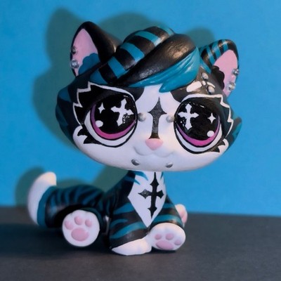 Teal Emo Kitty lps custom ooak