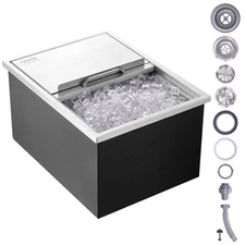 VEVOR 24"x18"x13" Drop in Ice Chest Ice Cooler Ice Bin Stainless Steel w/Cover