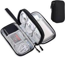 Electronics Travel Organizer for Tech Accessories - Small Black Pouch