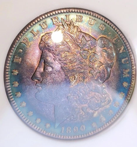 1890-P $1 Morgan Silver Dollar PCI MS-65 Mint State Toned Obverse Rare Date