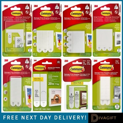 3M COMMAND COMMAND STRIPS SELF ADHESIVE STICK ON DAMAGE FREE PICTURE & PHOTO FRAME HANGING