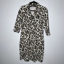 J. McLaughlin Women’s Terin Sheath Dress Ruffle Neck Leopard Print Size Medium