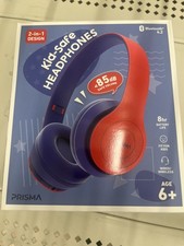 PRISMA Kid Safe Bluetooth Wireless Headphones 85dB Volume Limit Mic Purple/Red