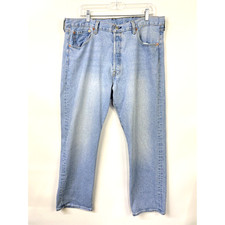 Levi's 501 Mens Denim Jeans Actual Size 36W x 28L Blue Button Fly Straight Fit
