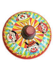 MCM Vintage J. Chein Clown Top Tin Toy Spinner 1950s Circus Graphics Retro Litho