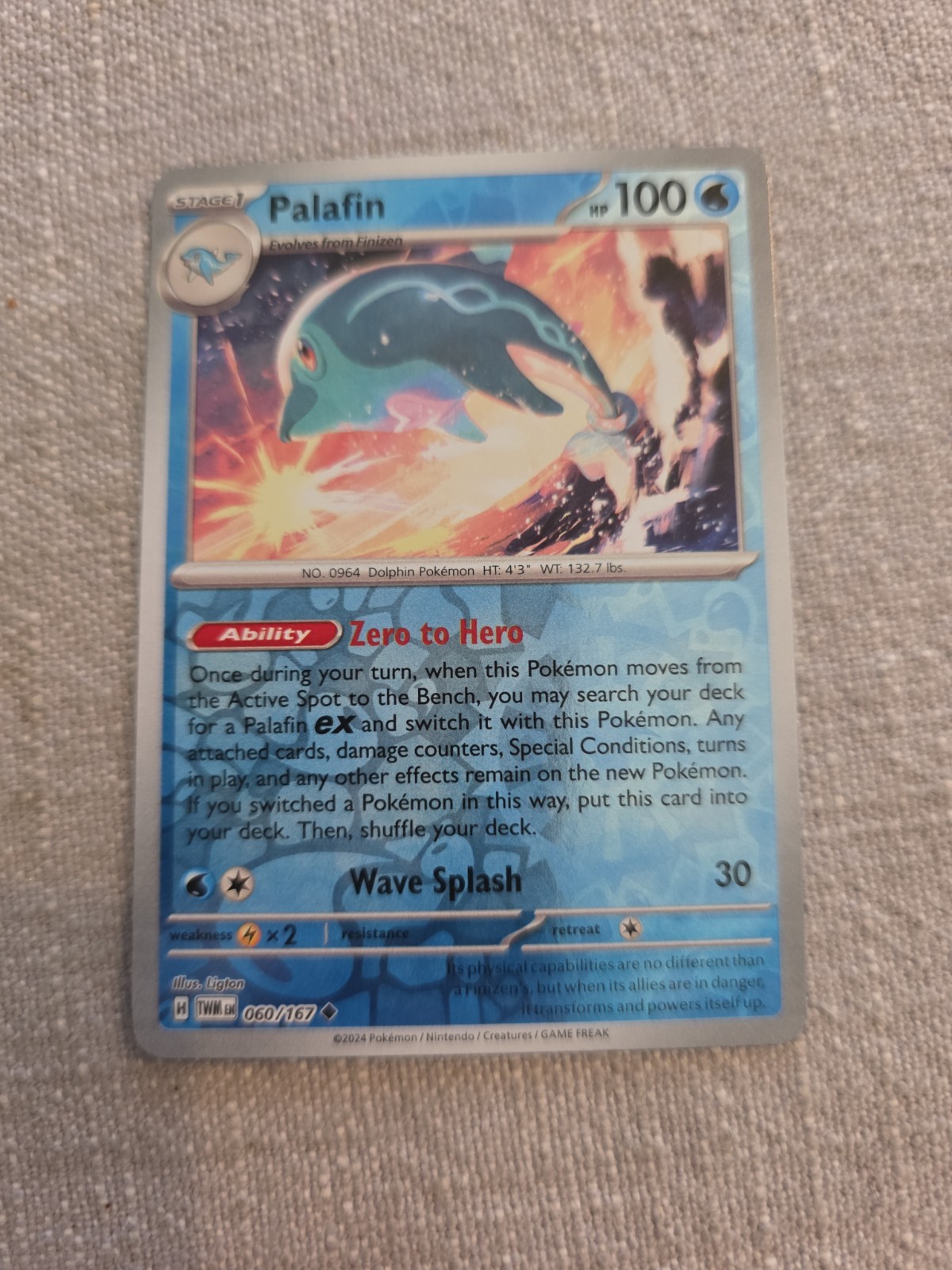 M/NM Palafin 60/167 Uncommon Reverse Holo Twilight Masquerade Pokemon TCG 