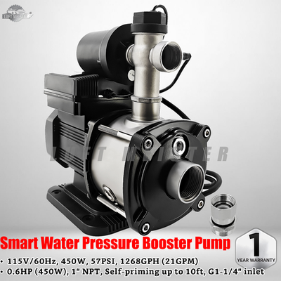 #ad 450W Smart Variable Speed Water Pressure Booster Pump 0.6HP 1quot; NPT Home Shower $299.00
