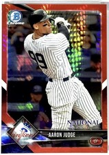 /5 AARON JUDGE RED REFRACTOR 2018 TOPPS BOWMAN CHROME PSA 9 POP 3 NATIONAL CONV