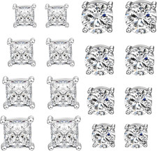 8 Pairs Stainless Steel Magnetic Stud Earrings for Men Women Non-Piercing Hypoal