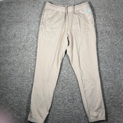 Eddie Bauer Mens Jogger Sweatpants Tan Beige Fleece Lined Size Medium M 8187