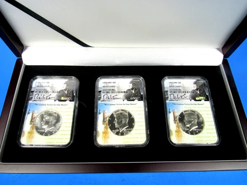 1965, 66,& 67  SMS, 3-Coin, Silver Kennedy Half Dollar Set NGC Ms 67 Cameo