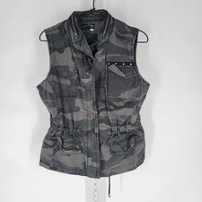 Ashley by Twenty Six Womens Sz M Zip Up Safari Style Vest Camouflage Gray