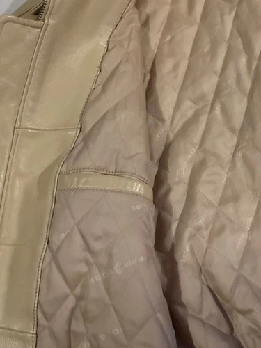 RARE Vintage Y2K Rocawear "Lion Head" Leather Varsity Jacket Beige Black Sz XL image 6