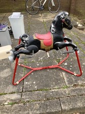 Vintage Spring Rocking Horse on Metal Frame Stand Retro 1960s 70s Childs Toy