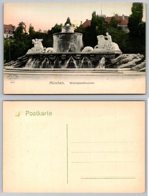 Wittelsbach Fountain München Munich Germany Wilhelm Hoffmann Postcard c1900