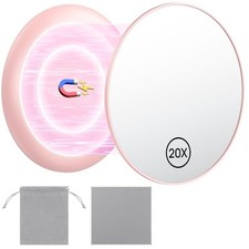 20X Magnifying Mirror with Magnetic, 3.5 Inch Round Use for Makeup Pink