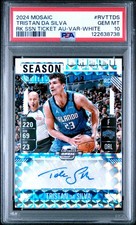 Tristan Da Silva 2024-25 Mosaic Season Ticket Auto Var White /25 (RC) PSA 10