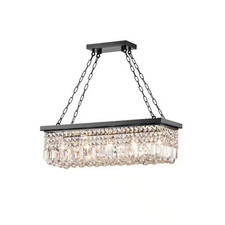 5-Light Black Chandelier with Crystal Accents