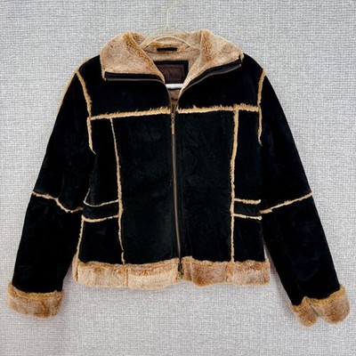 Dona Michi Black Suede Faux Fur Trimmed Penny Lane Jacket Women's Sz M Boho