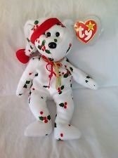 Ty Beanie Baby, 1998 Holiday Teddy 9 inches, White