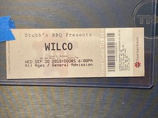 Billet de concert Wilco 30 septembre 2015 Stubbs Austin Tex. Grande enveloppe USPS expédiée